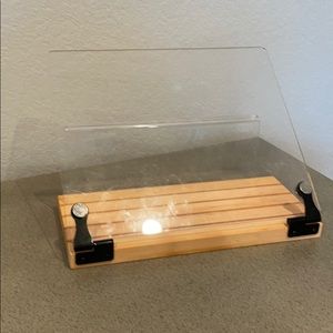 Recipe book holder with splash guard